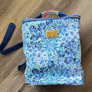 Lilly Pulitzer blue cooler beach bag pool resort picnic wine carrier insulated